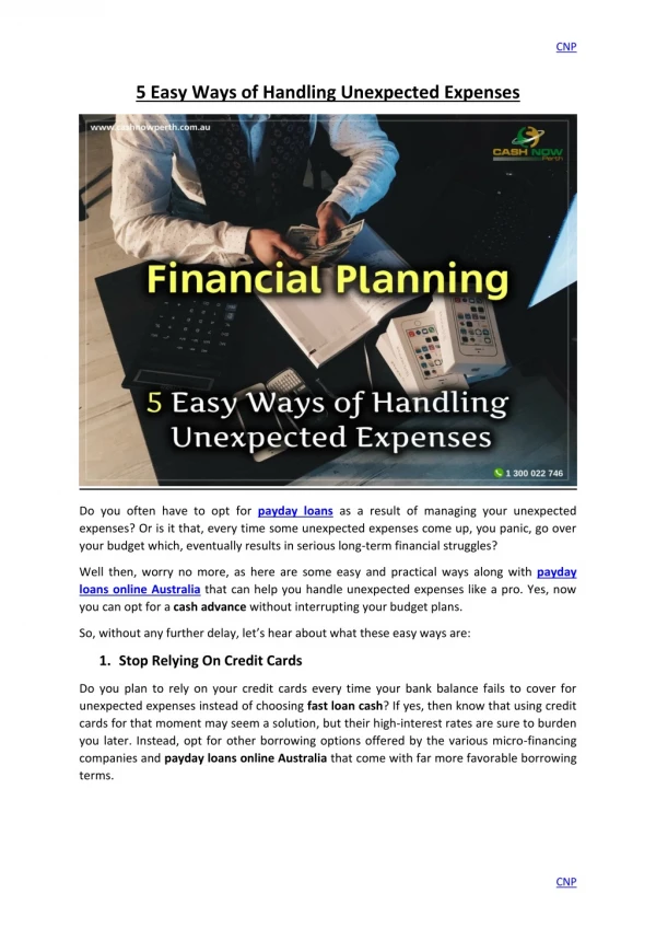 5 Easy Ways of Handling Unexpected Expenses