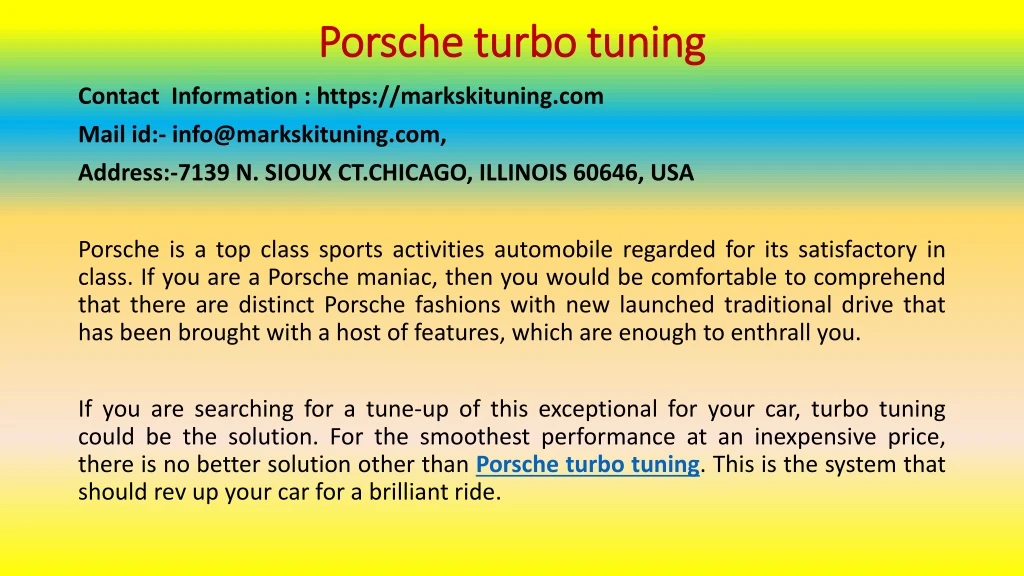 porsche turbo tuning