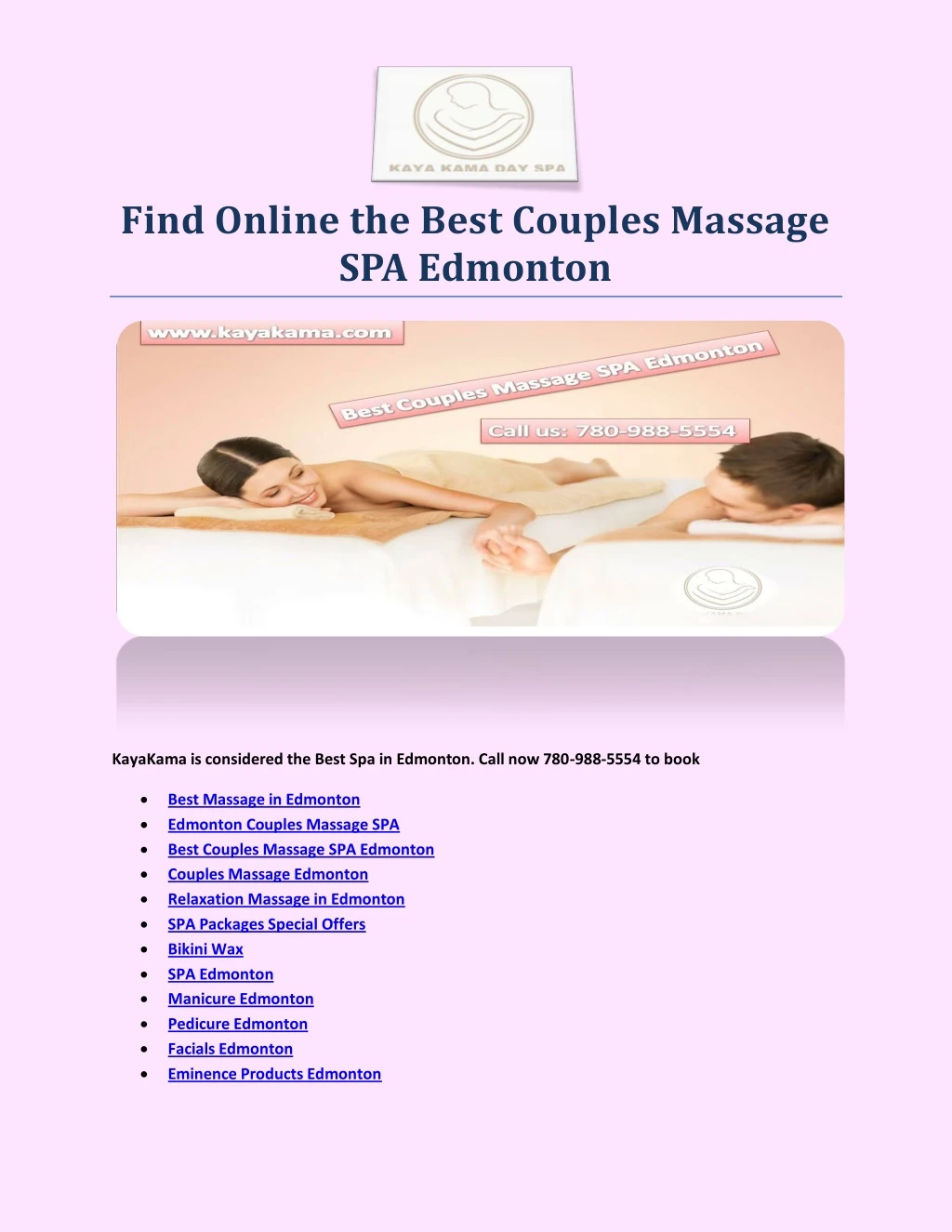 find online the best couples massage spa edmonton