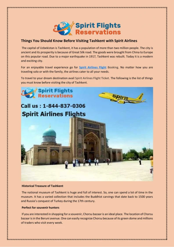 Things You Should Know Before Visiting Tashkent with Spirit Airlines