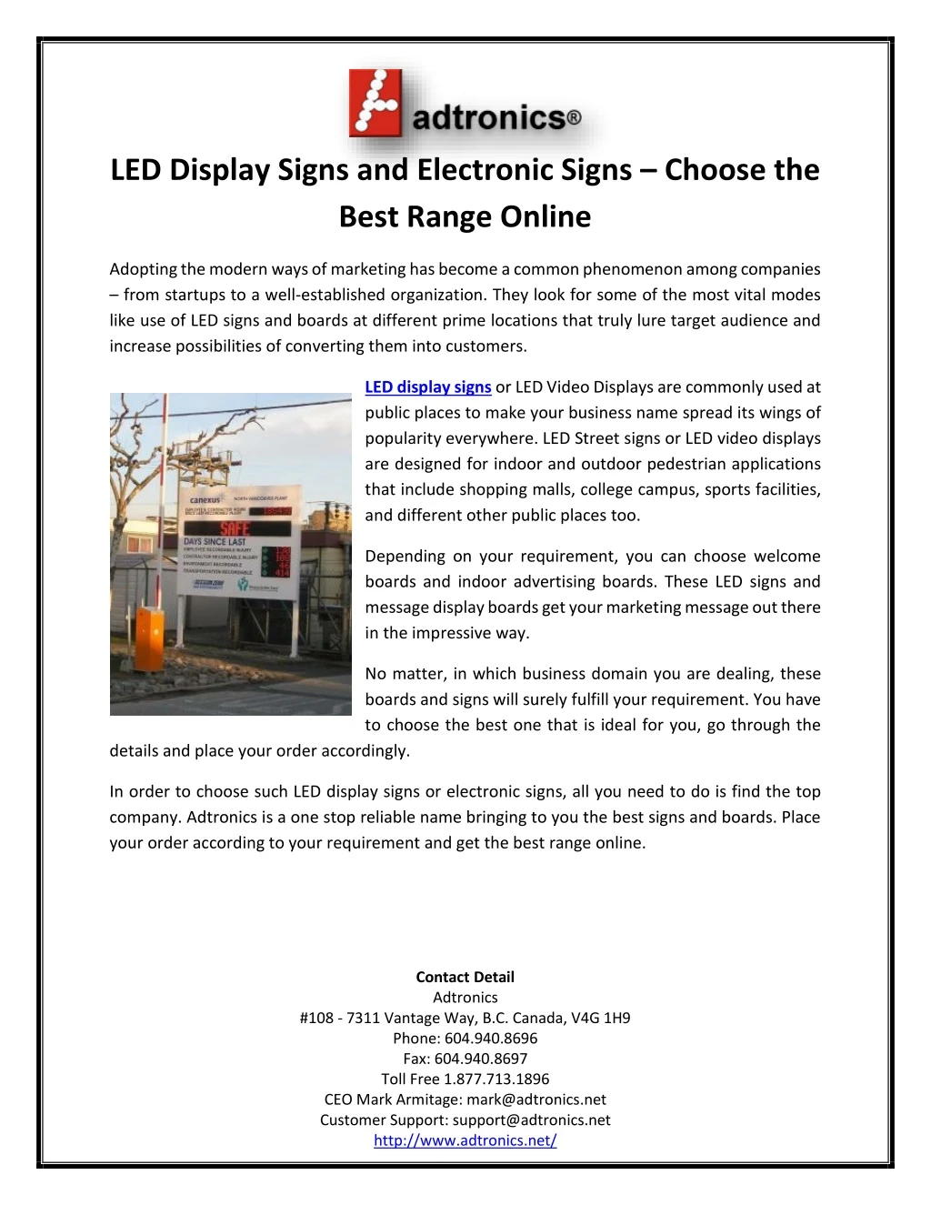 led display signs and electronic signs choose