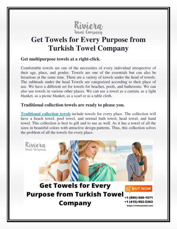 Get Towels for Every Purpose from Turkish Towel Company