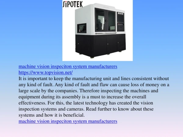 machine vision inspeciton system manufacturers