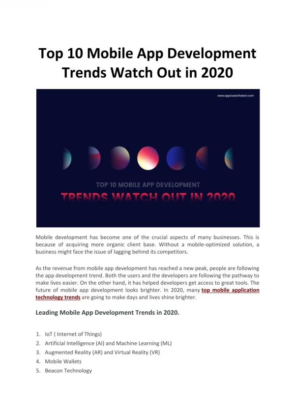 top 10 mobile app development trends watch