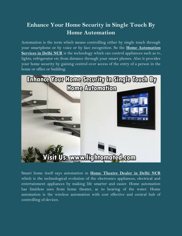 Enhance Your Home Security in Single Touch By Home Automation