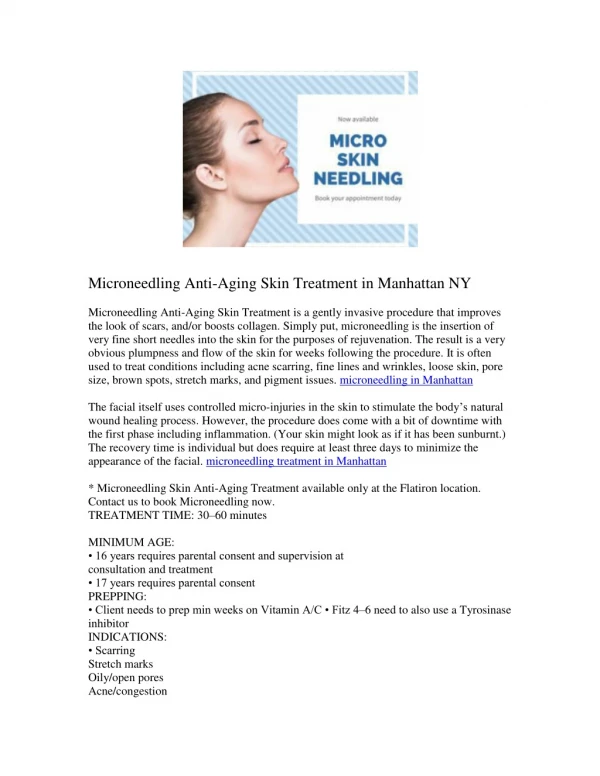 Microneedling treatment in Manhattan