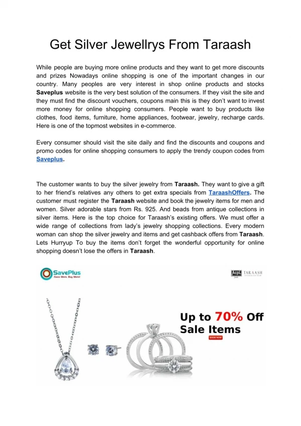 Get Silver Jewellrys From Taraash