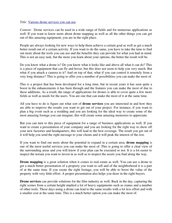 title various drone services you can use content