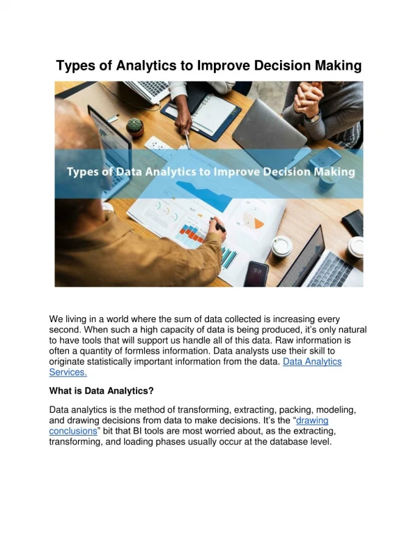 Types of Analytics to Improve Decision Making