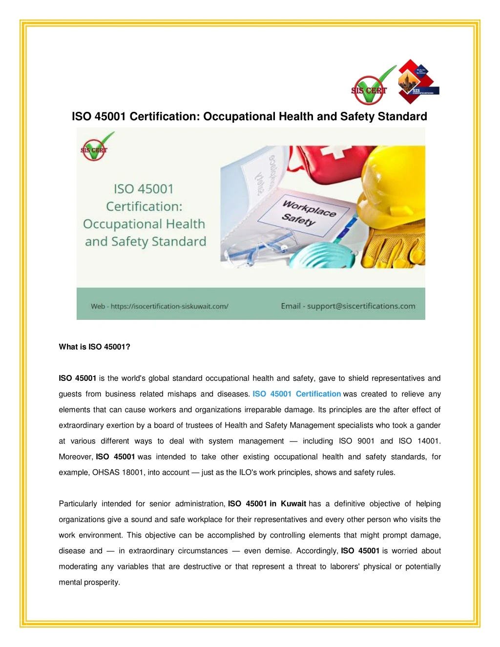iso 45001 certification occupational health