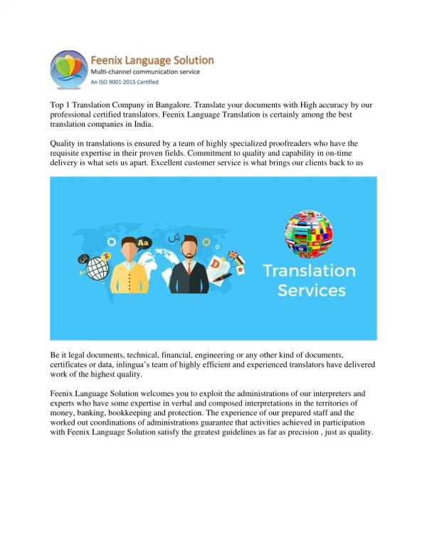 Best/Famous Language Translation Company in Bangalore | Software Translation