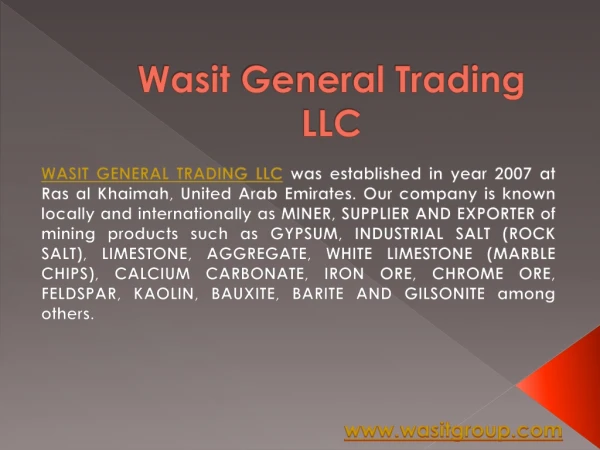 Industrial Salt supplier - Wasit General Trading LLC