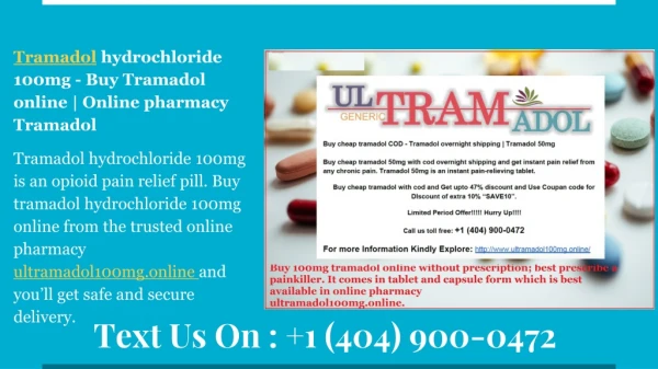 Tramadol hydrochloride 100mg - Buy Tramadol online | Online pharmacy Tramadol