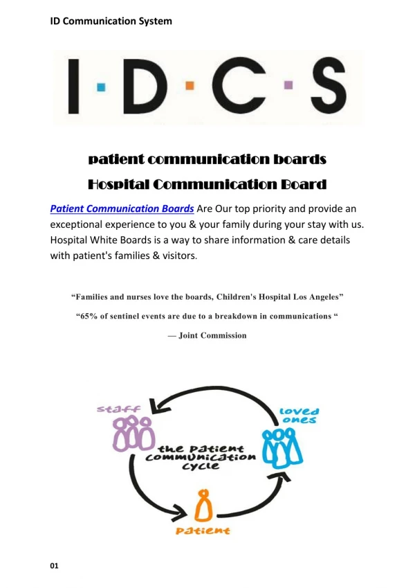 Patient Communication Boards Promote Clearer Communications.