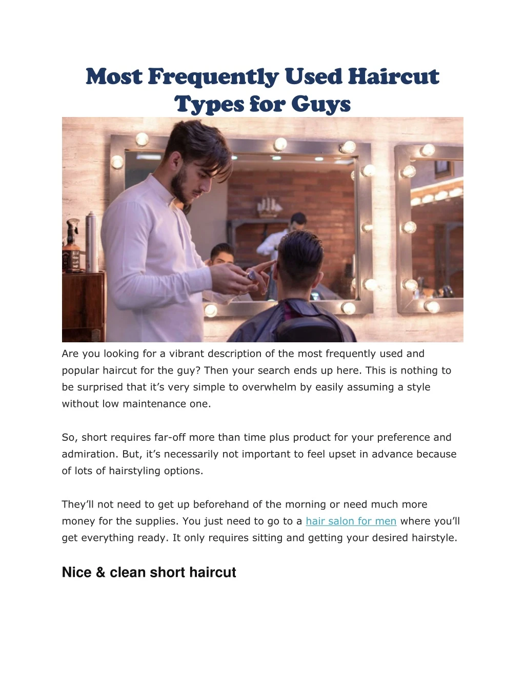 most frequently used haircut types for guys