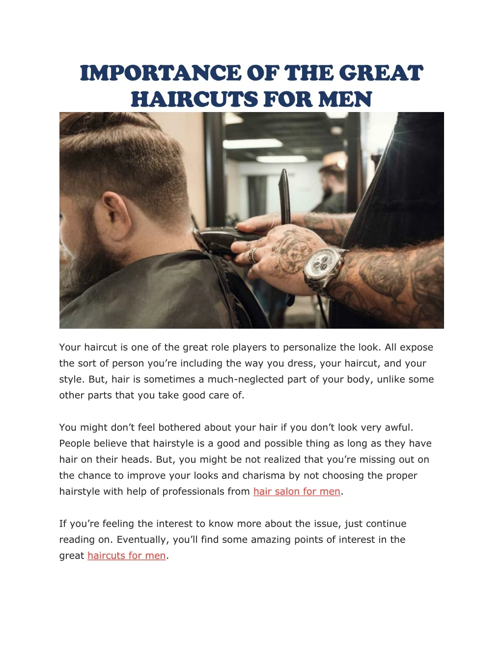 importance of the great haircuts for men