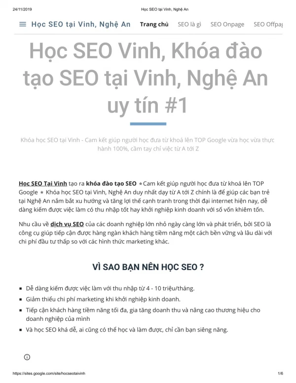 Hoc seo tai vinh nghe an