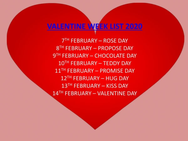 Valentine Week List 2020