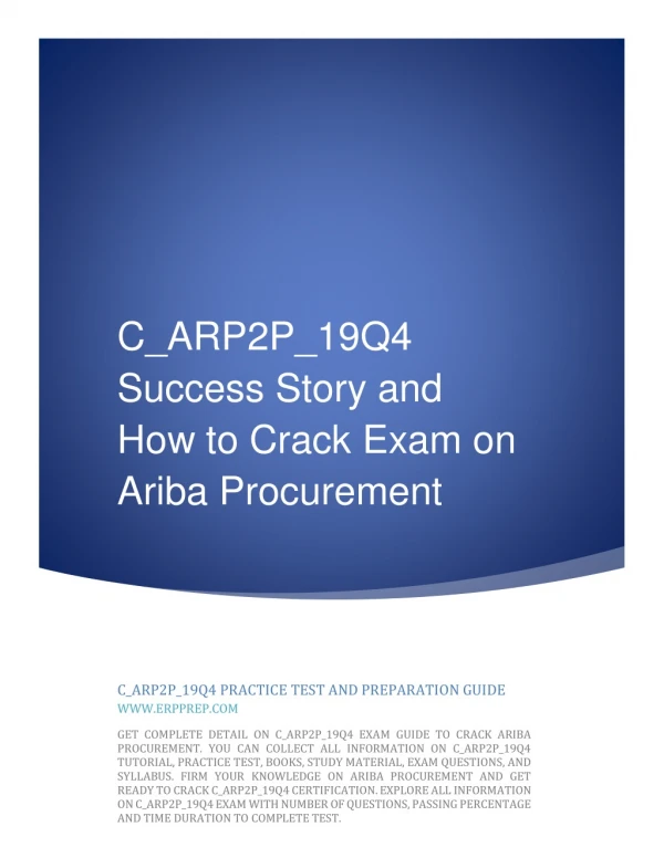 C_ARP2P_19Q4 Success Story and How to Crack Exam on Ariba Procurement