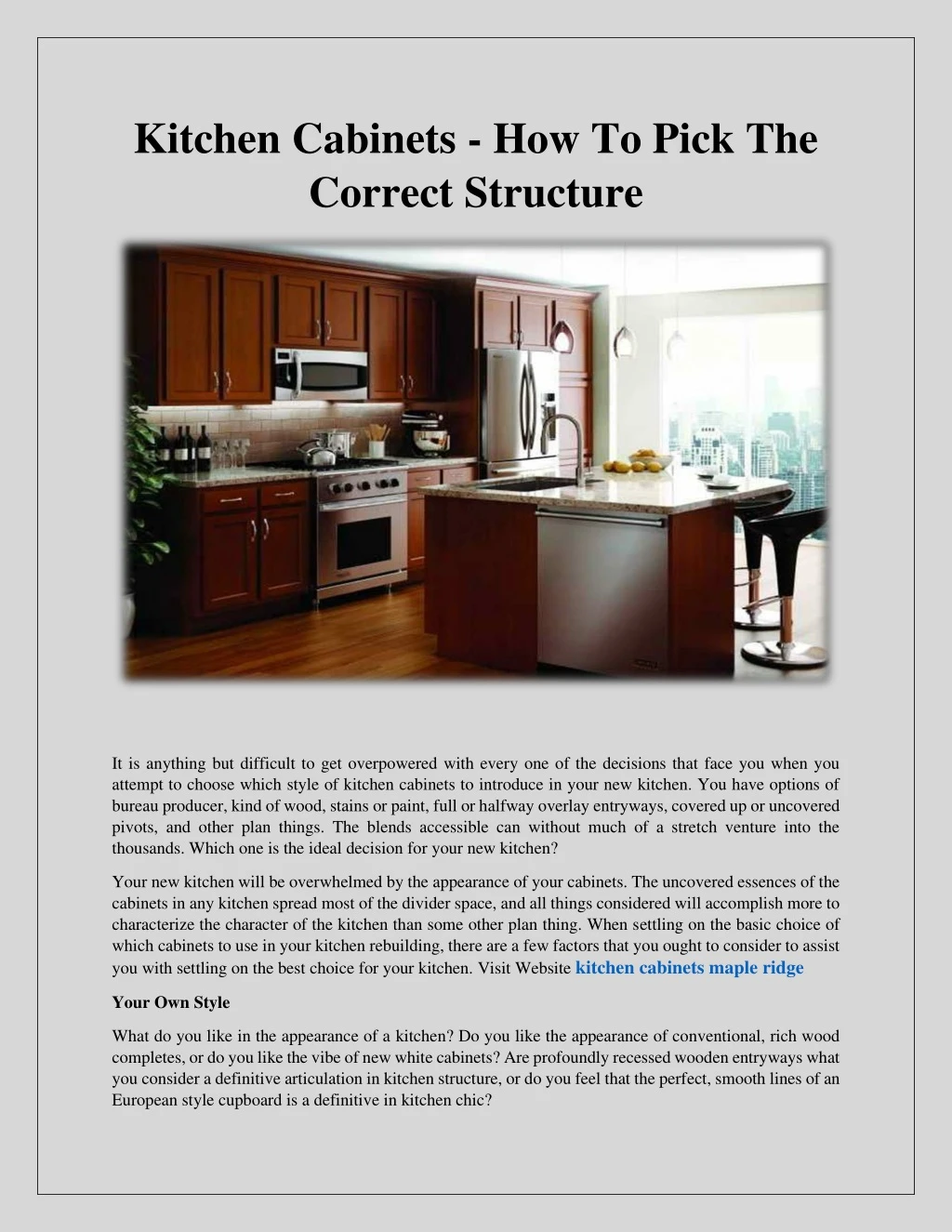 kitchen cabinets how to pick the correct structure