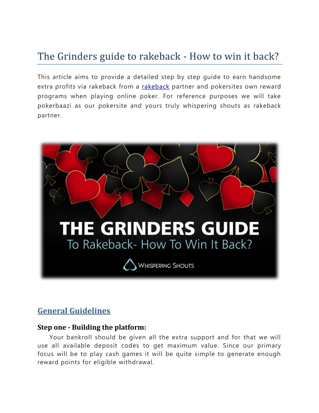 the grinders guide to rakeback how to win it back