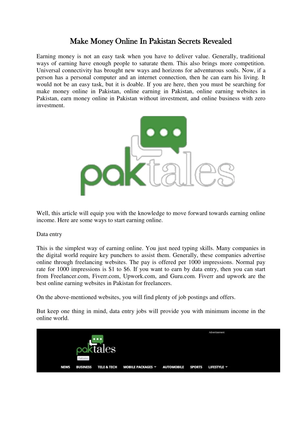 make money online in pakistan secrets revealed