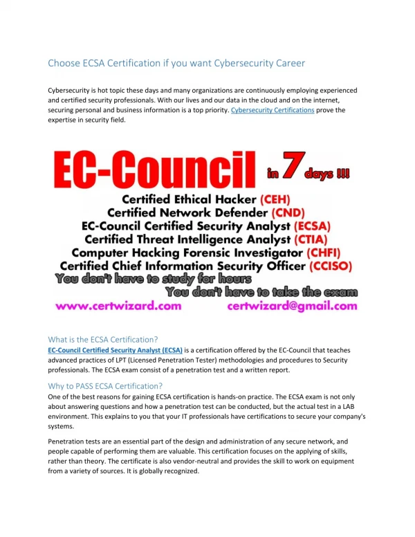 Choose ECSA Certification if you want Cybersecurity Career