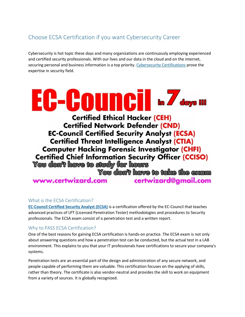choose ecsa certification if you want