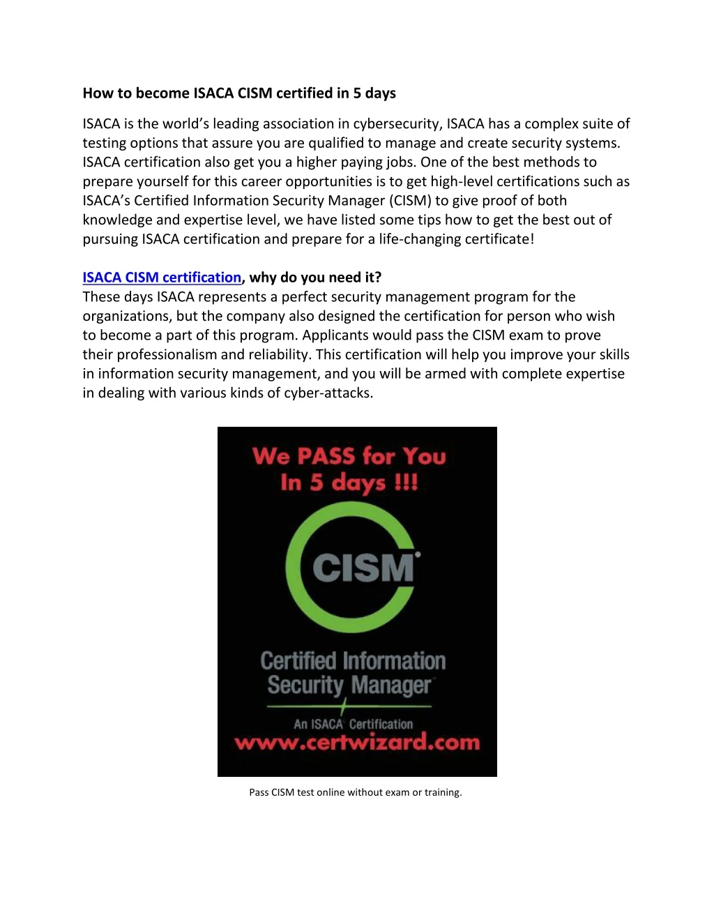 how to become isaca cism certified in 5 days
