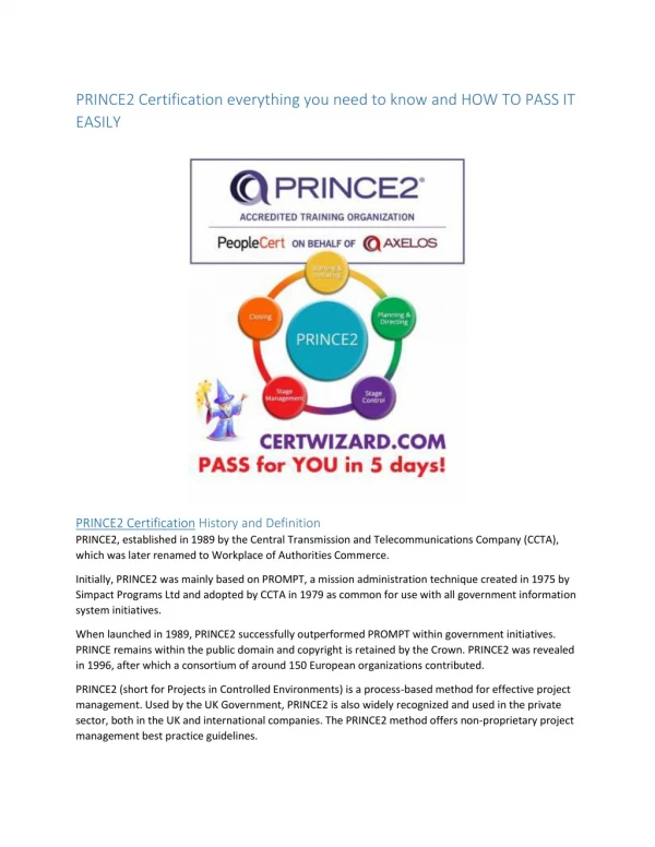 PRINCE2 Certification everything you need to know and HOW TO PASS IT EASILY