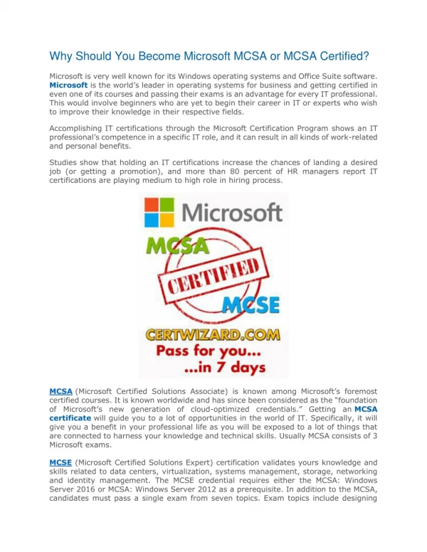 Why Should You Become Microsoft MCSA or MCSE Certified?