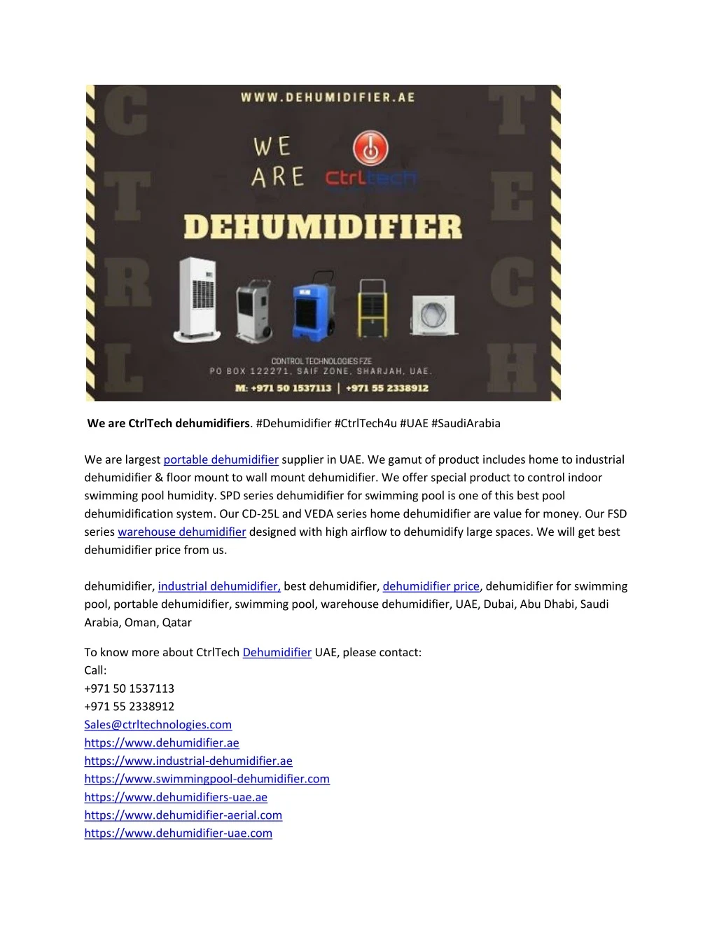 we are ctrltech dehumidifiers dehumidifier