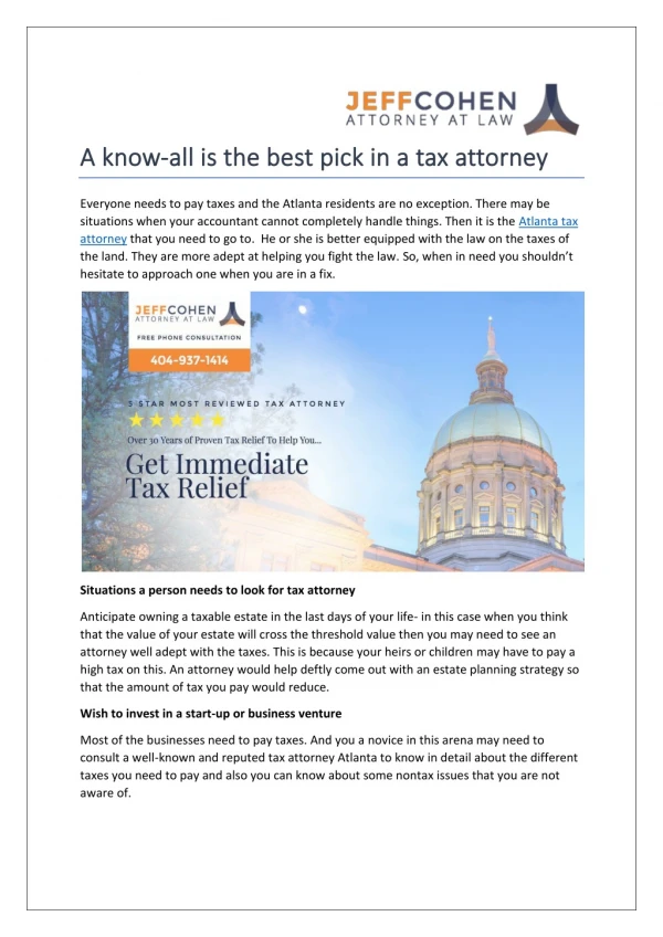 A know-all is the best pick in a tax attorney