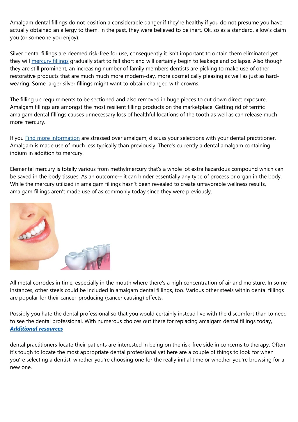 amalgam dental fillings do not position