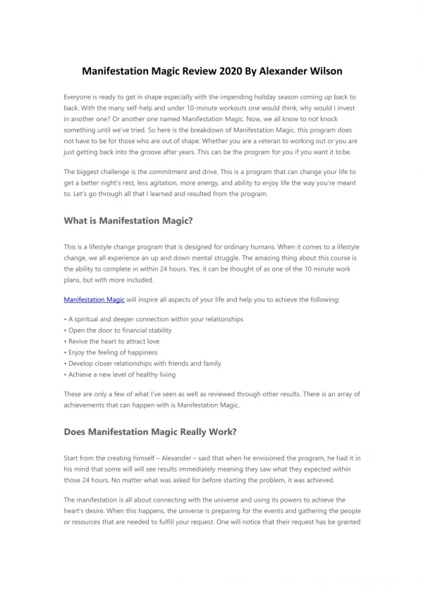 Manifestation Magic Review