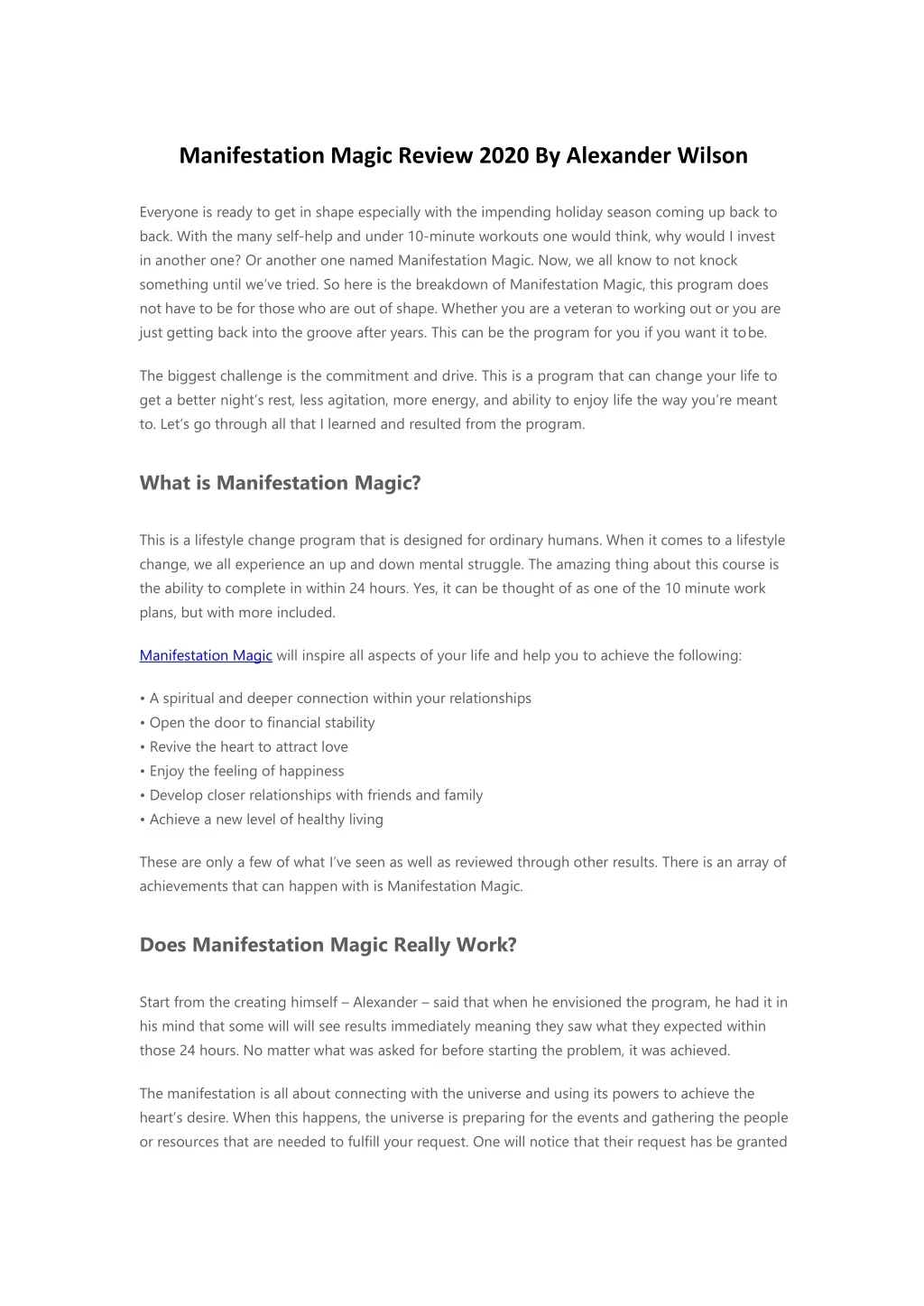 manifestation magic review 2020 by alexander