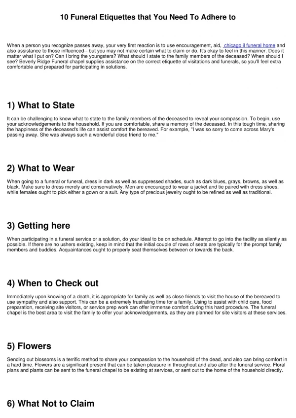 10 Funeral Rules that You Need To Follow