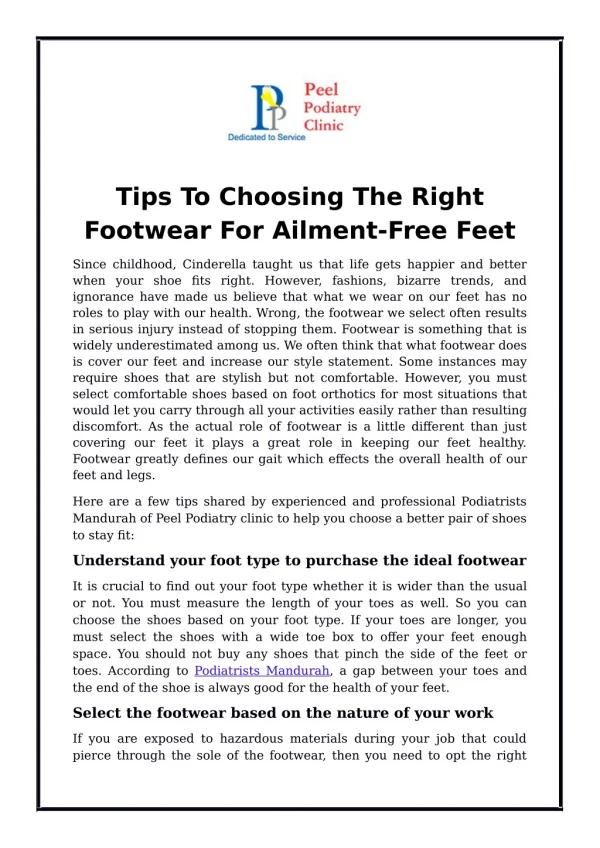 Tips To Choosing The Right Footwear For Ailment-Free Feet