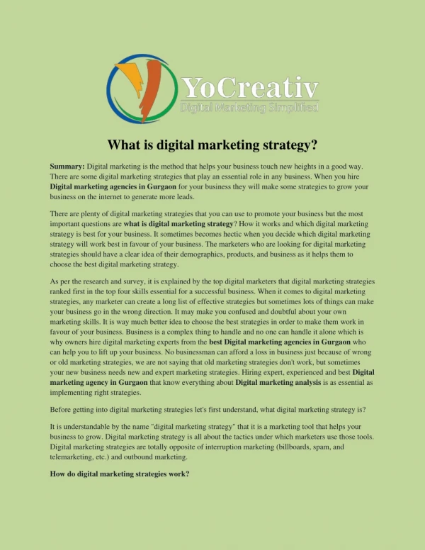 What is digital marketing strategy?