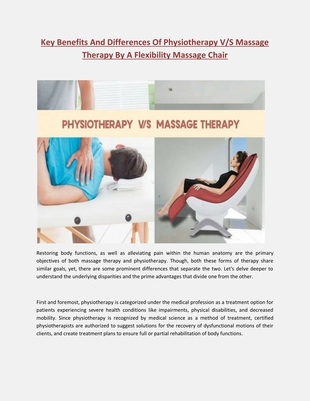 key benefits and differences of physiotherapy