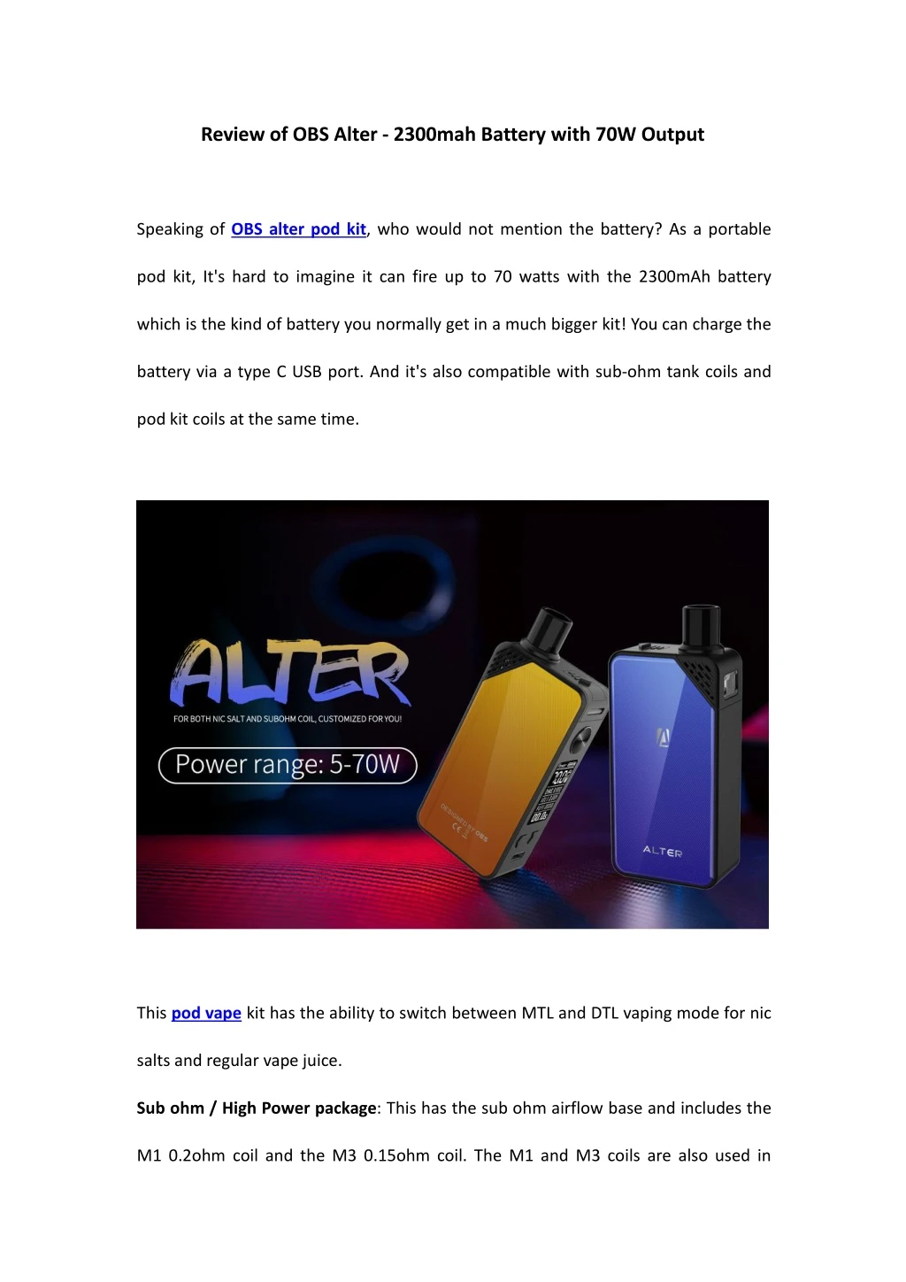 review of obs alter 2300mah battery with