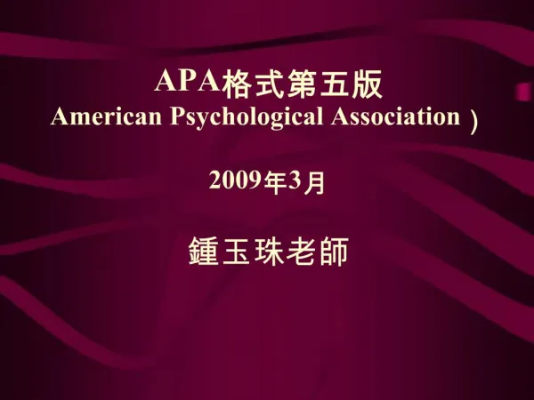 APA American Psychological Association 20093