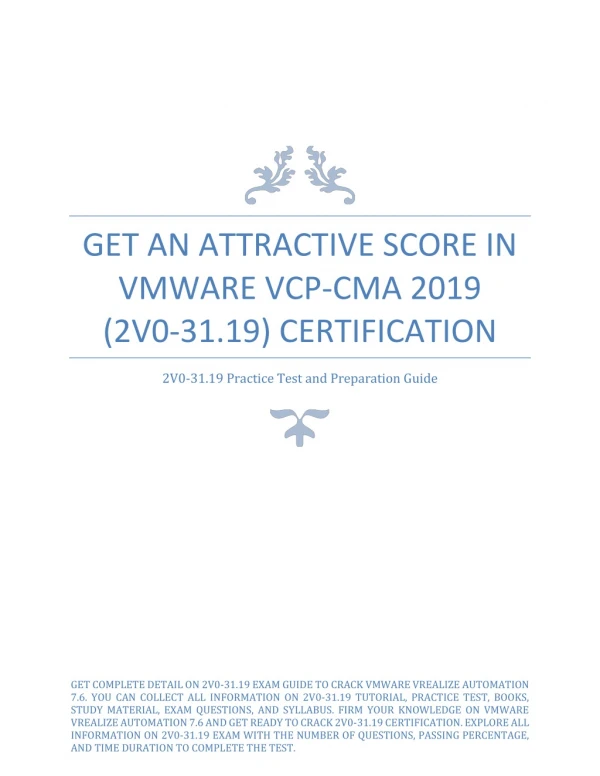 Get An Attractive Score in VMware VCP-CMA 2019 (2V0-31.19) Certification Exam