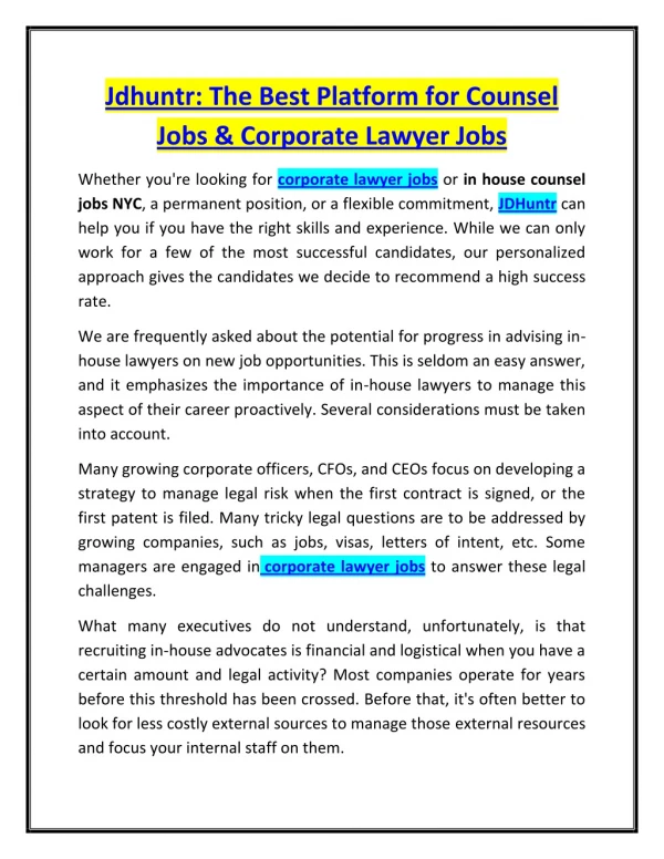 The Best Platform For Counsel Jobs & Corporate Lawyer Jobs
