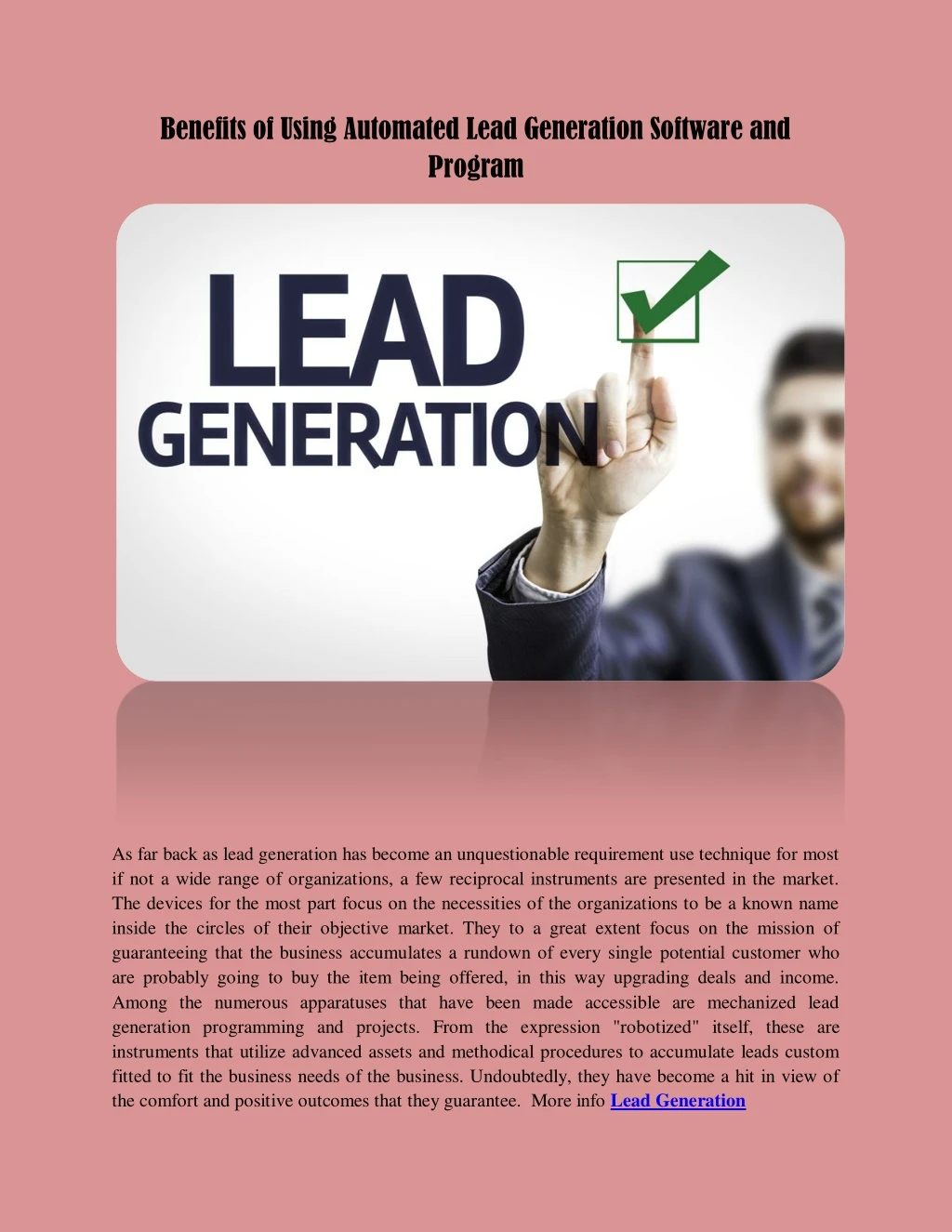 benefits of using automated lead generation