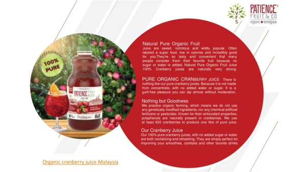 100% Organic Dried Fruit Malaysia | Patience Fruit & Co Pure Organic Berry Juice
