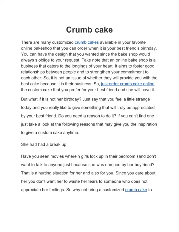 Crumb cakes