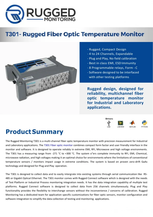 Dry type Transformer Temperature Monitor - T301 - Rugged Monitoring