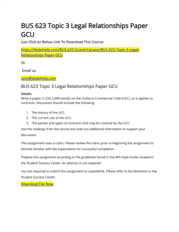 BUS 623 Topic 3 Legal Relationships Paper GCU