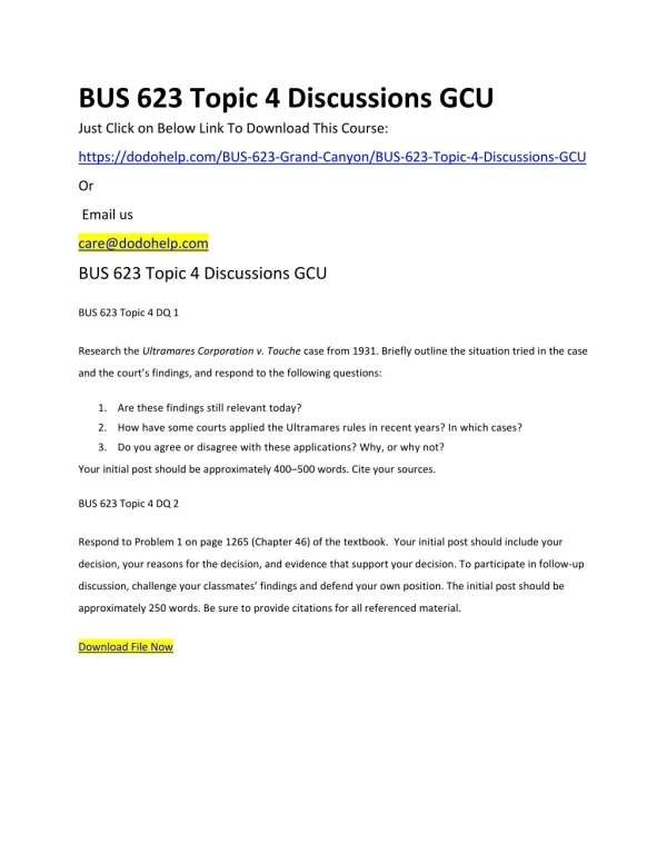 BUS 623 Topic 4 Discussions GCU